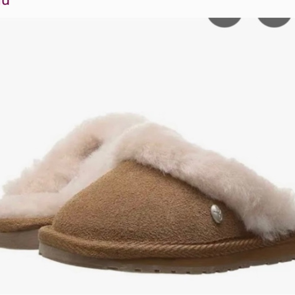Emu Kids Chestnut Brown Suede Slipper with Cream Shearling